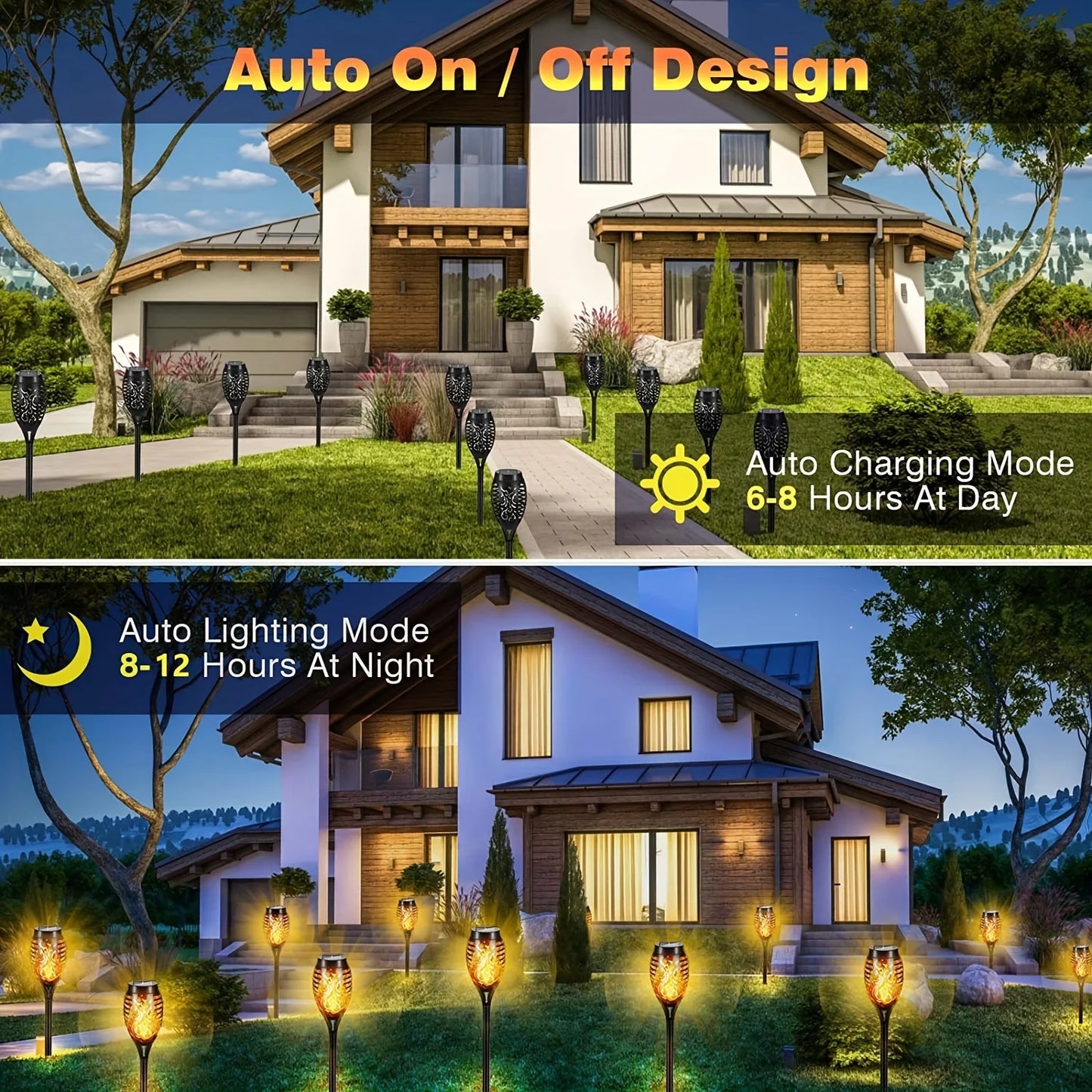 12 LED Solar Flame Lights – Waterproof Outdoor Torch Lamp