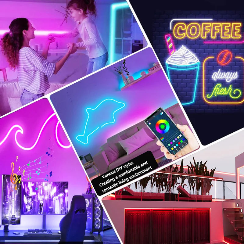 5M RGB Neon LED Strip – Tuya App & Alexa, Waterproof for TV & Home