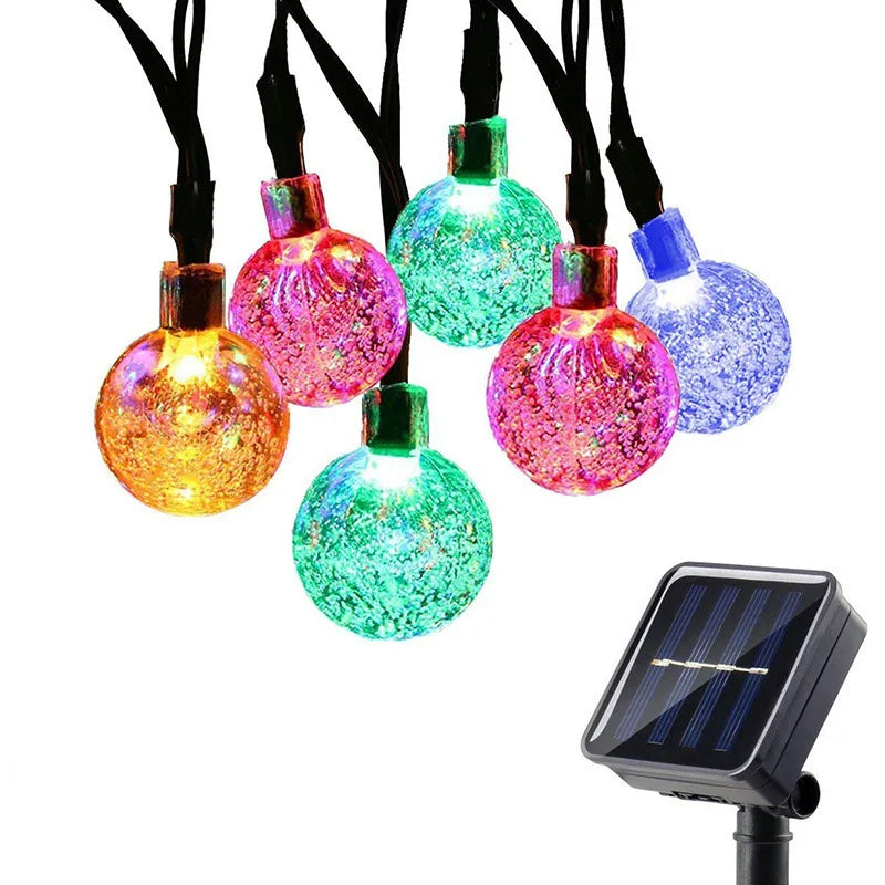 Solar Crystal Ball String Lights – 8 Modes for Outdoor Christmas Decor