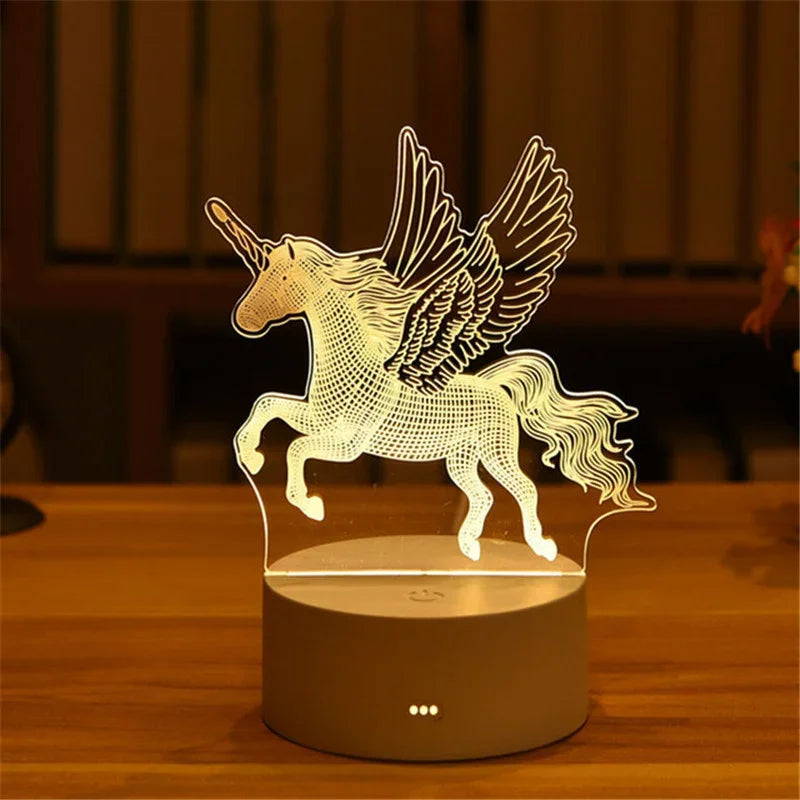 USB 3D Acrylic LED Night Light – Christmas, Wedding & Party Decor