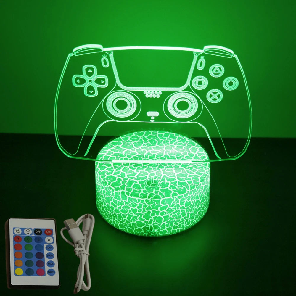 Neon Gamer 3D LED Night Light – RGB Gaming Room Lamp for Gifts