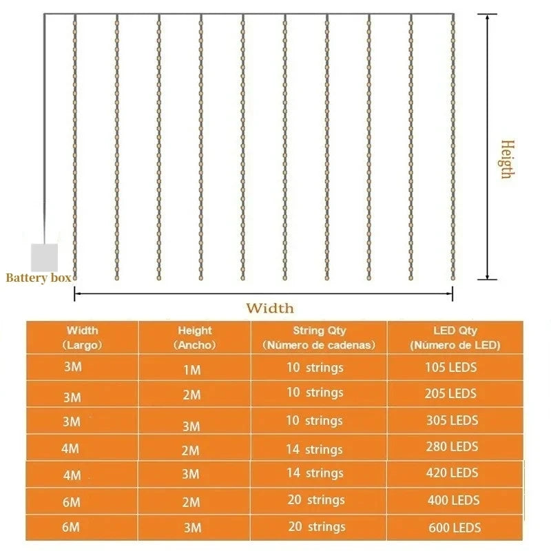 6M Christmas Curtain Lights – LED with Remote Control