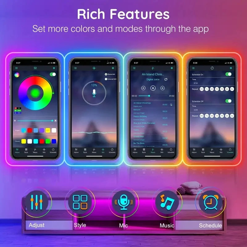 5M RGB Neon LED Strip – Tuya App & Alexa, Waterproof for TV & Home