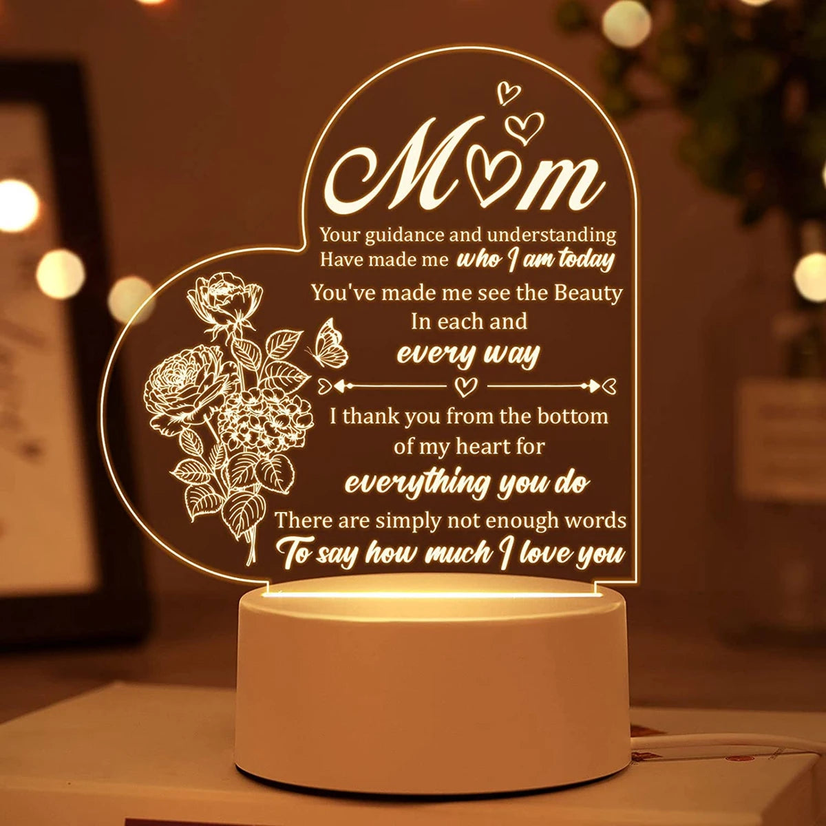 To My Mom LED Night Light – USB Room Decor & Gifts