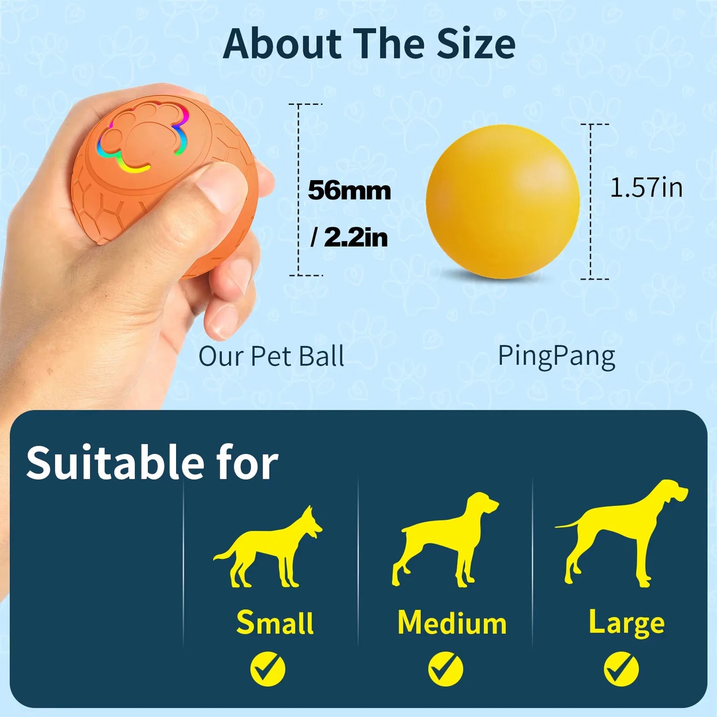 Smart LED Pet Toy Ball – USB Rechargeable Bouncing & Rolling Toy