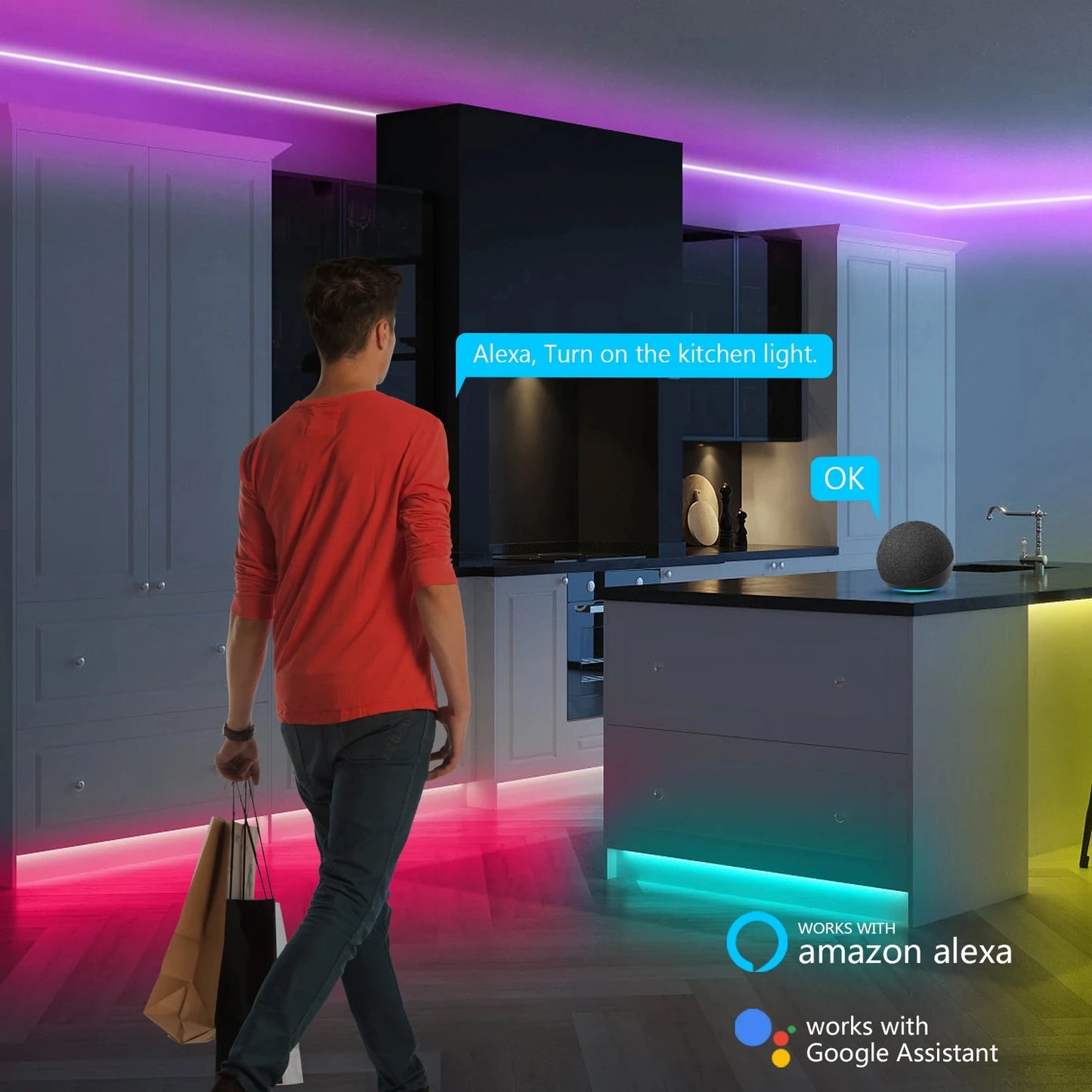 5M RGB Neon LED Strip – Tuya App & Alexa, Waterproof for TV & Home