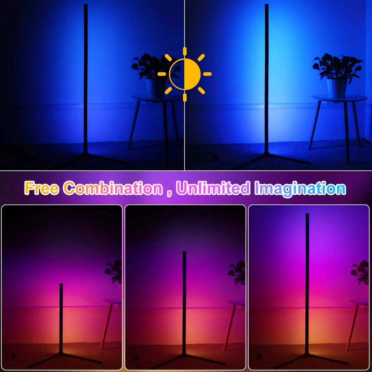 160cm Dimmable RGB LED Floor Lamp – Smart Tuya WiFi Light