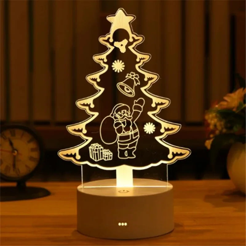 USB 3D Acrylic LED Night Light – Christmas, Wedding & Party Decor