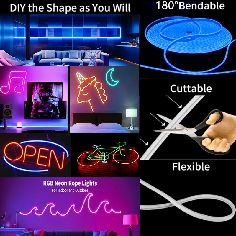 5M RGB Neon LED Strip – Tuya App & Alexa, Waterproof for TV & Home