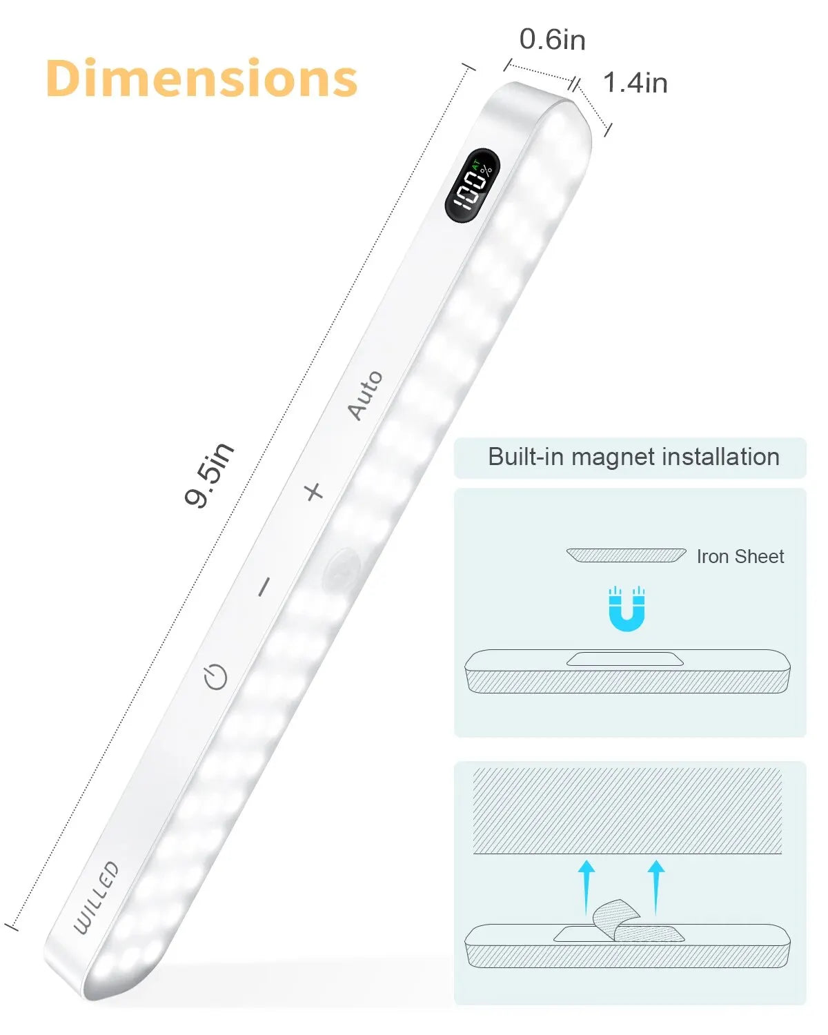 WILLED LED Motion Sensor Cabinet Light – Rechargeable with Battery
