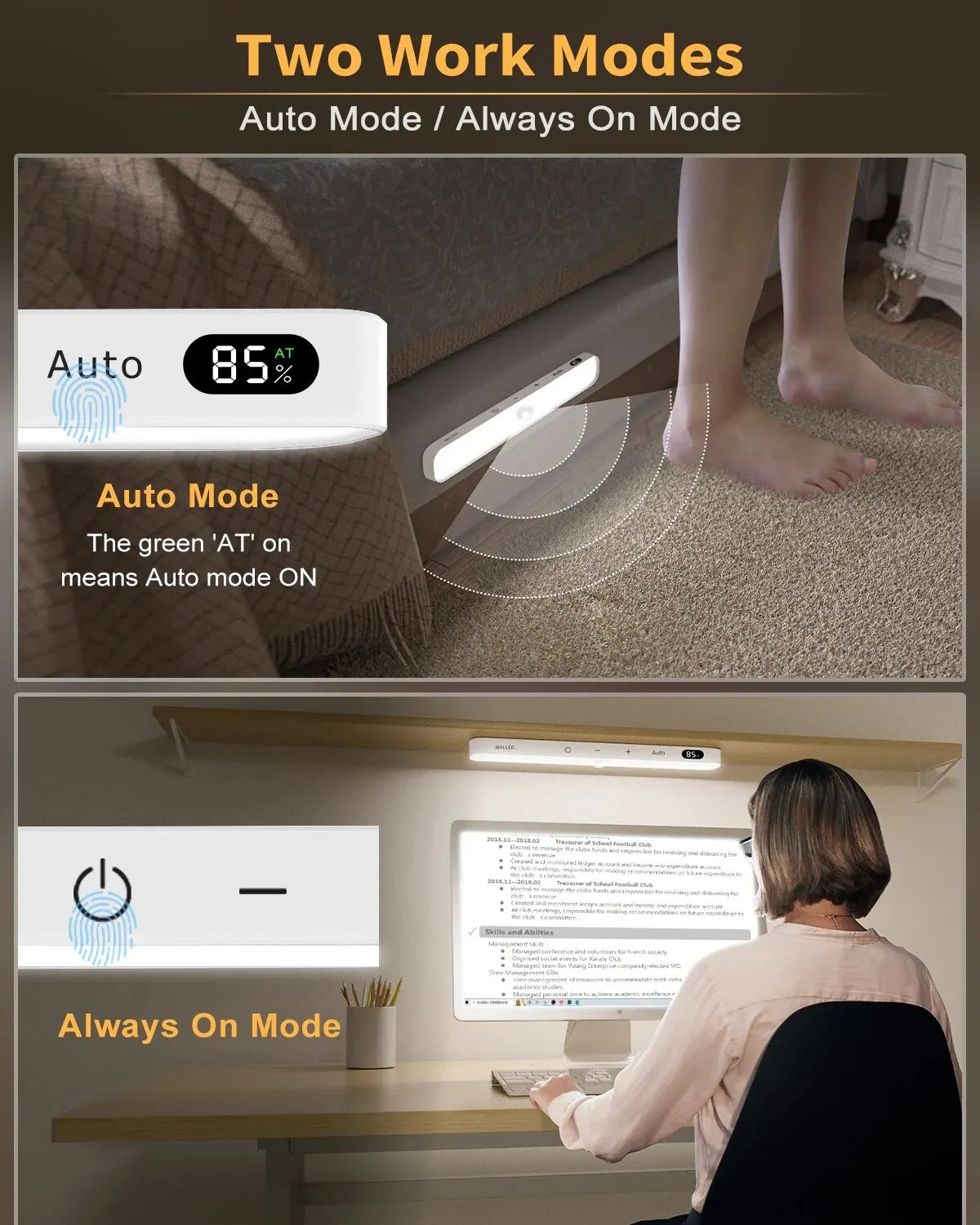 WILLED LED Motion Sensor Cabinet Light – Rechargeable with Battery