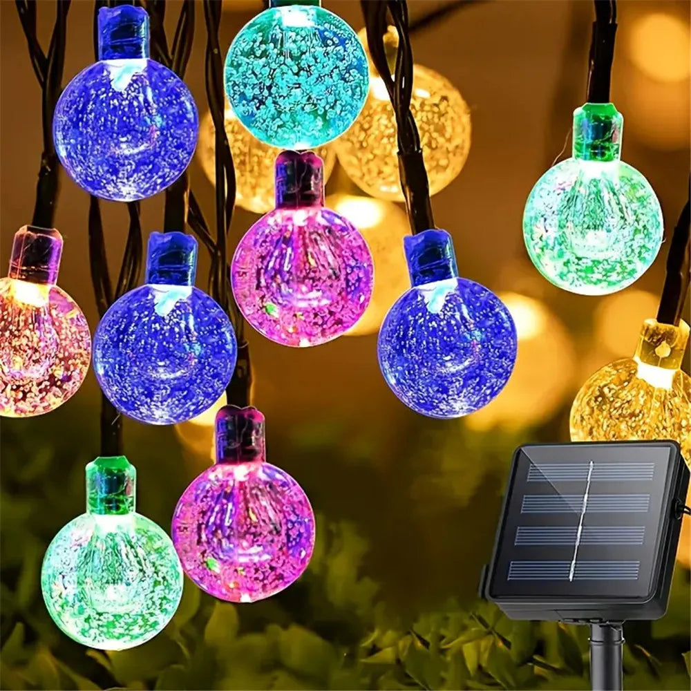 Solar Crystal Ball String Lights – 8 Modes for Outdoor Christmas Decor