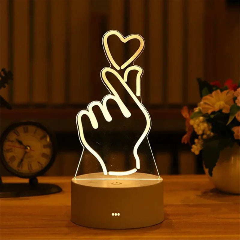 USB 3D Acrylic LED Night Light – Christmas, Wedding & Party Decor