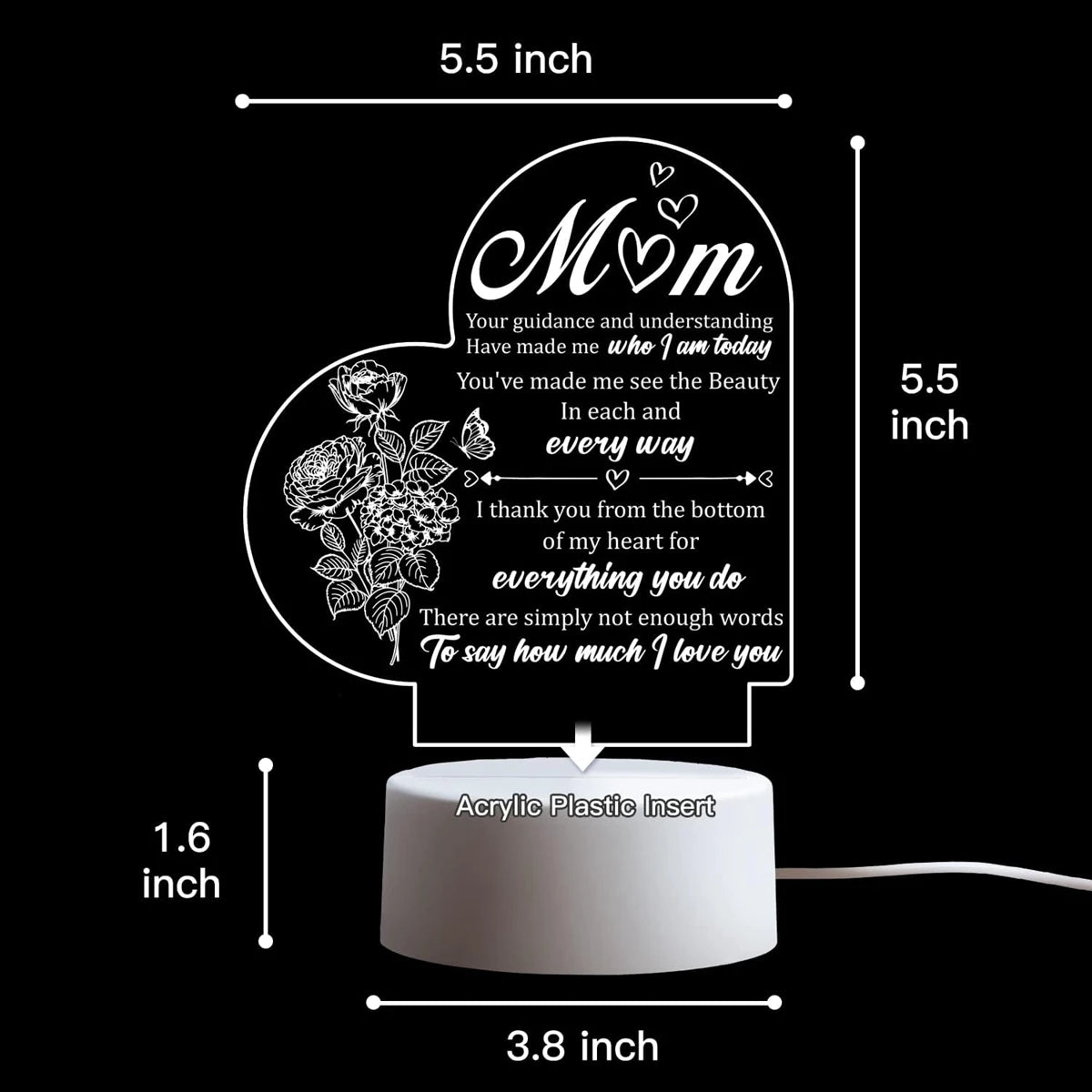 To My Mom LED Night Light – USB Room Decor & Gifts