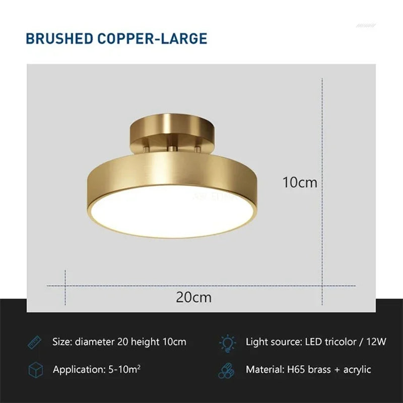 Modern Rotatable LED Ceiling Light – Copper Fixture for Home & Living