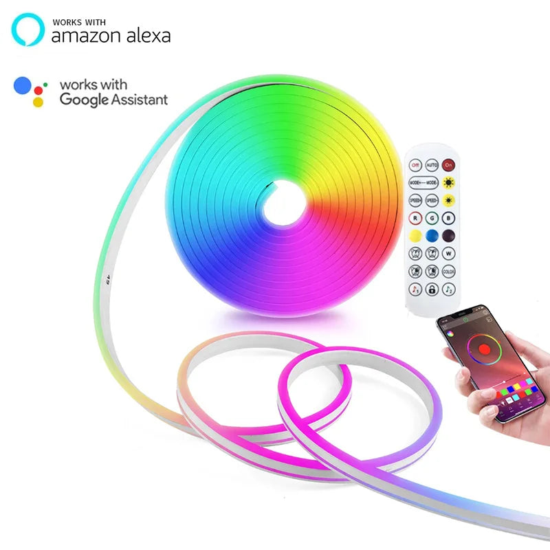 5M RGB Neon LED Strip – Tuya App & Alexa, Waterproof for TV & Home