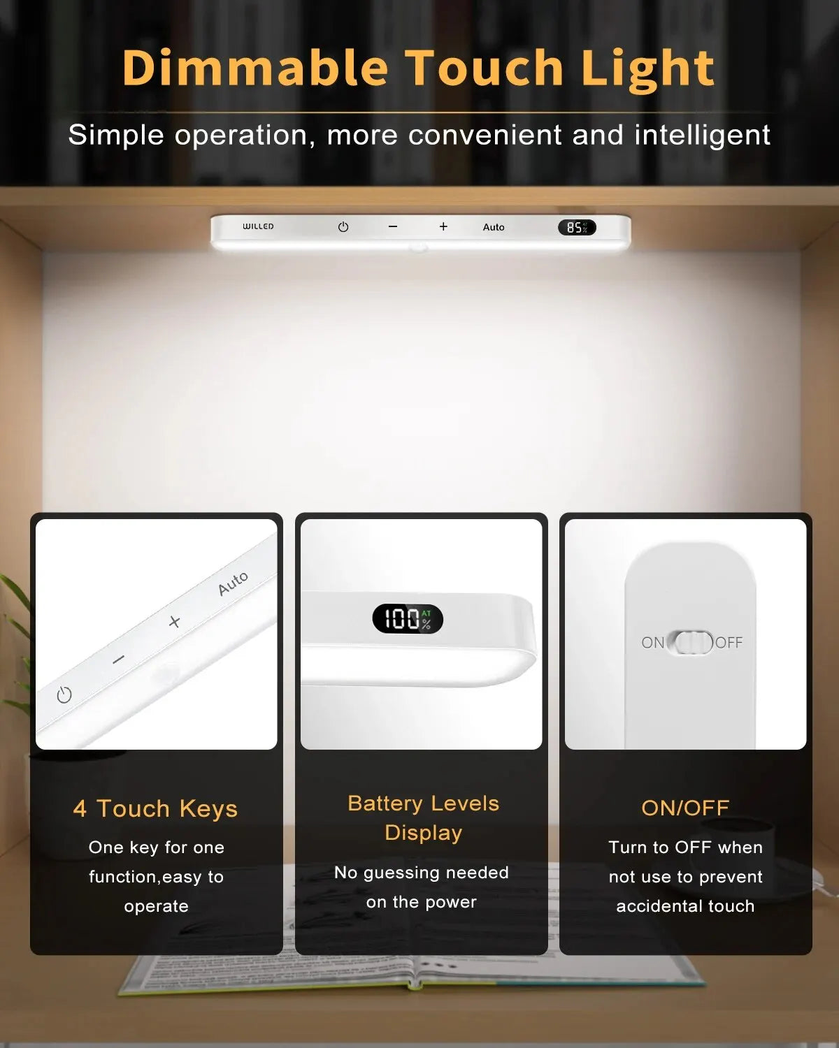 WILLED LED Motion Sensor Cabinet Light – Rechargeable with Battery