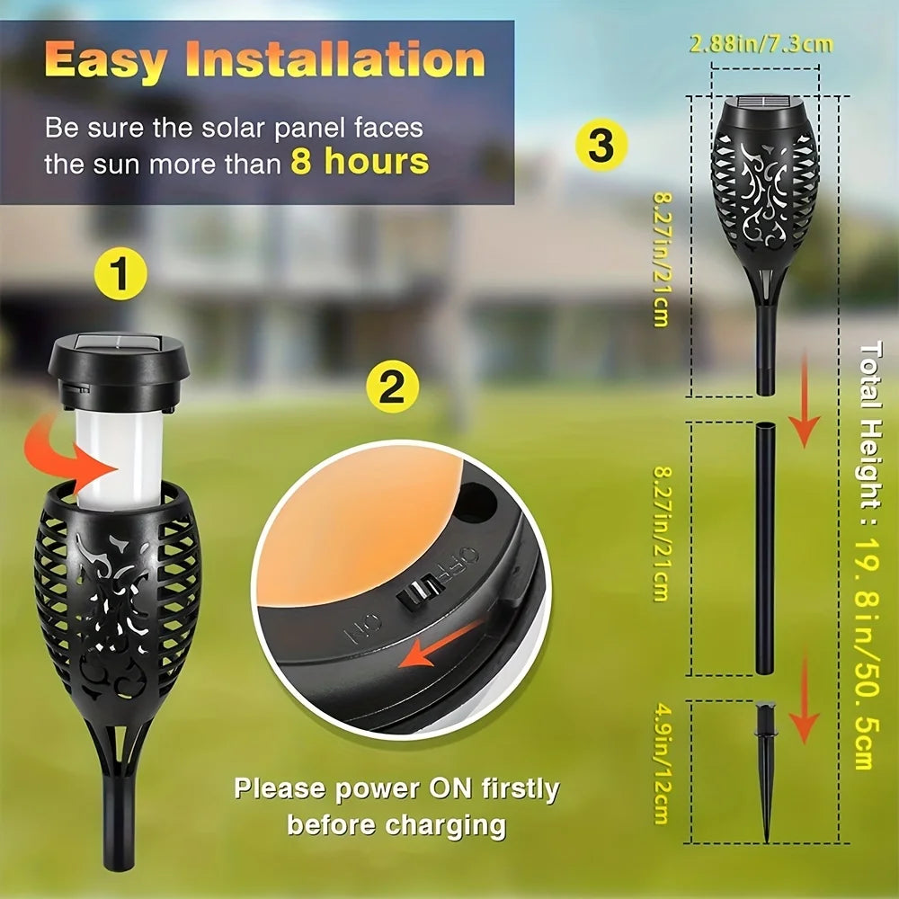 12 LED Solar Flame Lights – Waterproof Outdoor Torch Lamp