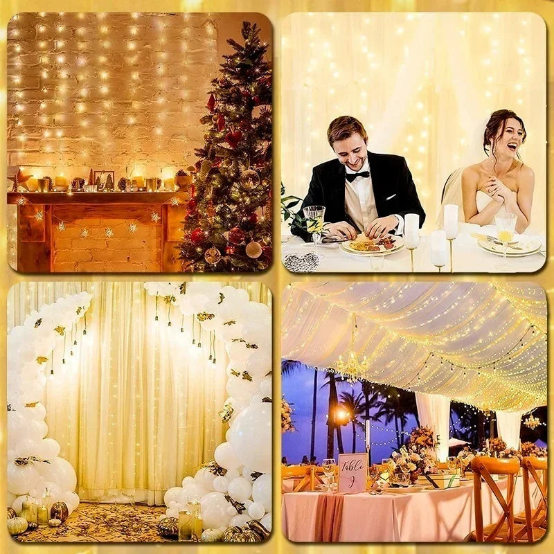 6M Christmas Curtain Lights – LED with Remote Control