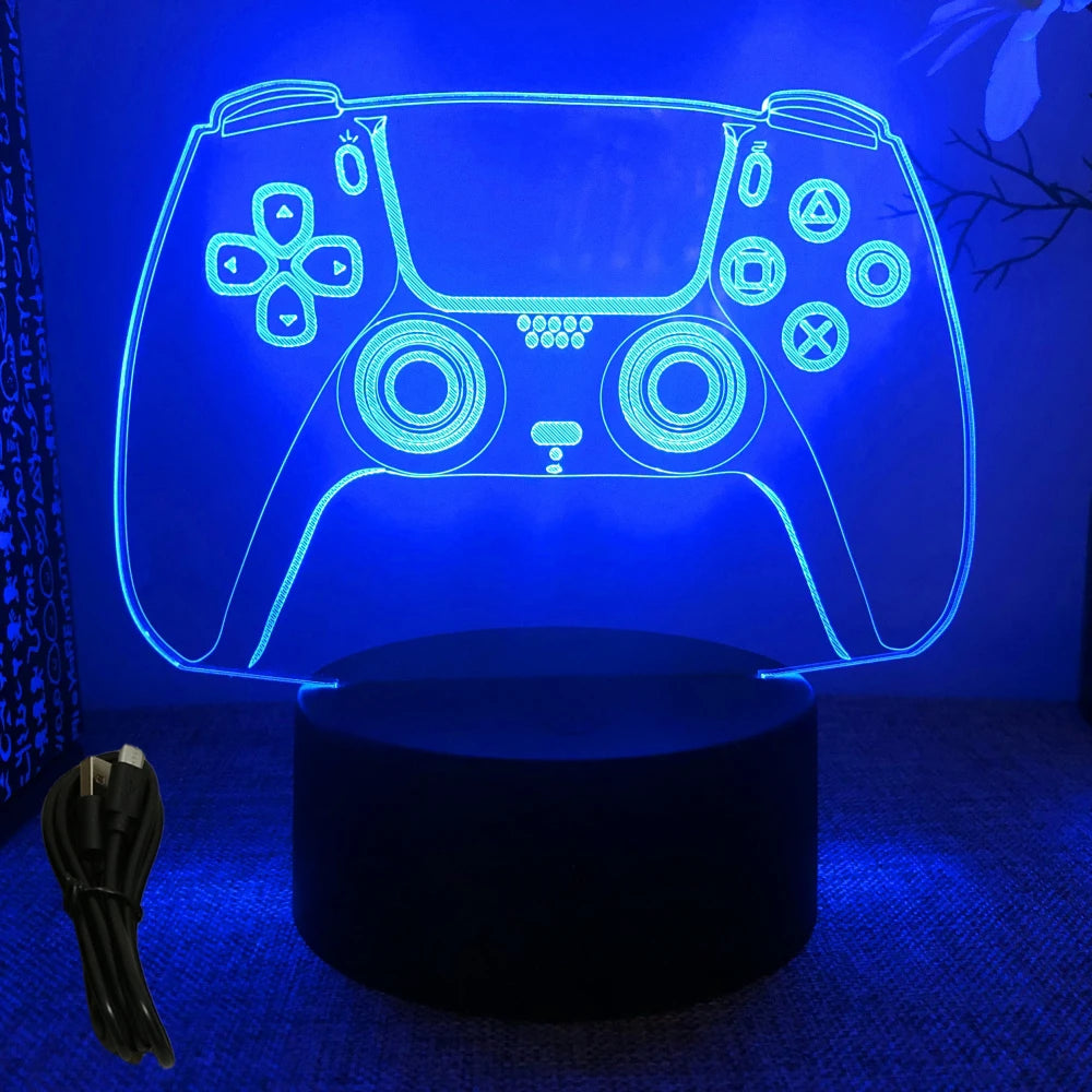 Neon Gamer 3D LED Night Light – RGB Gaming Room Lamp for Gifts