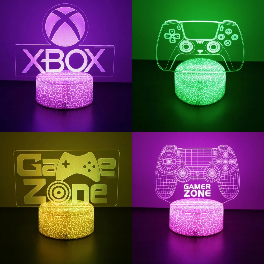 Neon Gamer 3D LED Night Light – RGB Gaming Room Lamp for Gifts