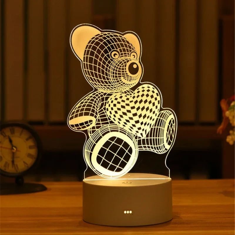 USB 3D Acrylic LED Night Light – Christmas, Wedding & Party Decor