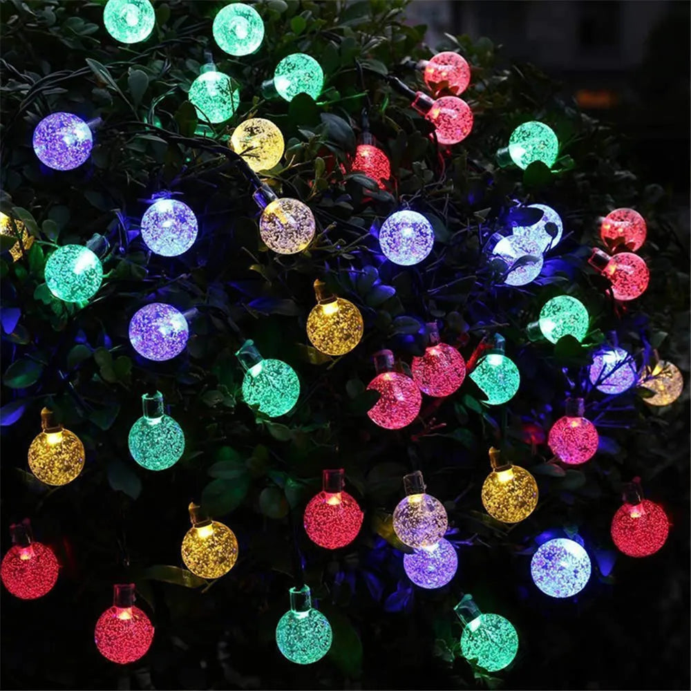 Solar Crystal Ball String Lights – 8 Modes for Outdoor Christmas Decor