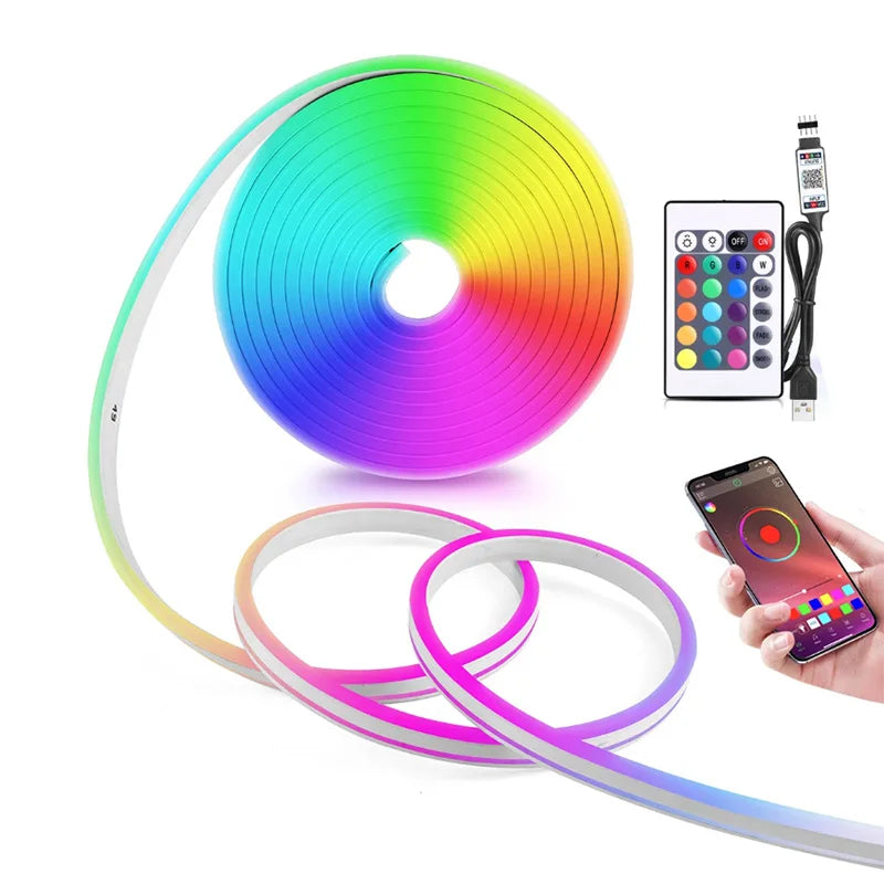 5M RGB Neon LED Strip – Tuya App & Alexa, Waterproof for TV & Home