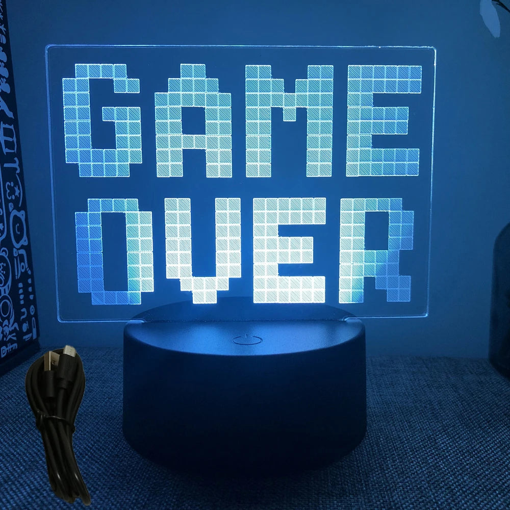 Neon Gamer 3D LED Night Light – RGB Gaming Room Lamp for Gifts