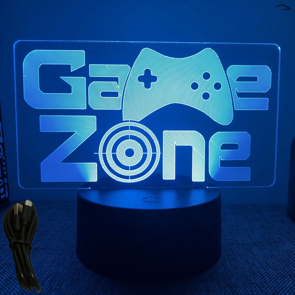 Neon Gamer 3D LED Night Light – RGB Gaming Room Lamp for Gifts
