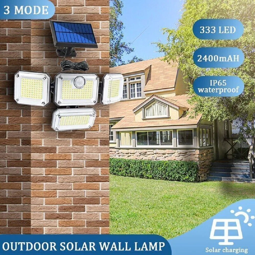 2000LM Solar Powered Outdoor Light – LED Motion Sensor Security Lamp