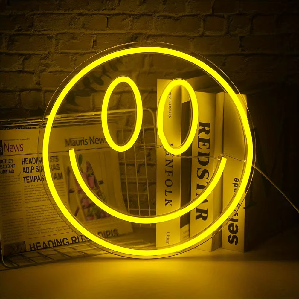  LED Neon Light Wall Decor Smile Face 