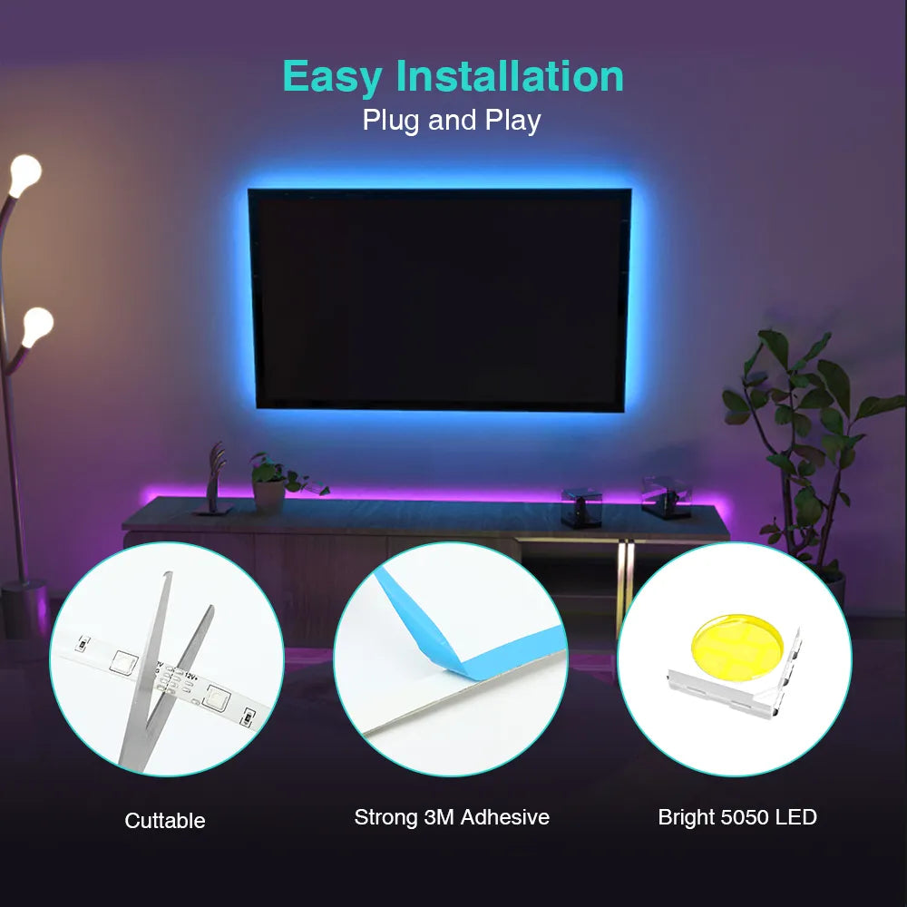 USB RGB LED Strip Lights - Colour-Changing Ambience for TV & Kitchen