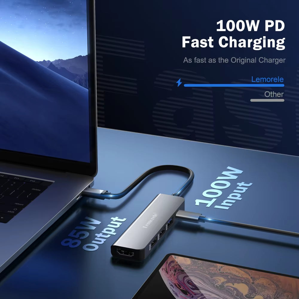 5-Port TC101 USB-C Hub with 4K HDMI, 100W Power, & 5Gbps Speed