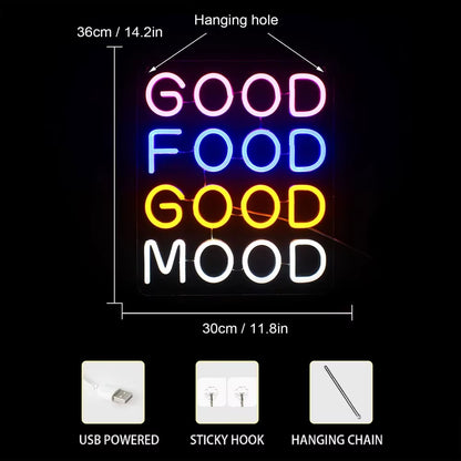 Good Food Good Mood LED  Neon Light Sign