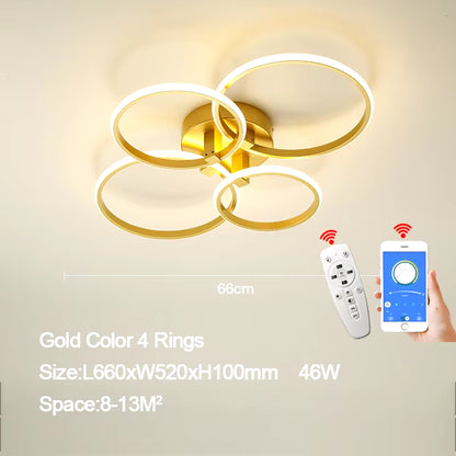 Dimming Gold Modern Led Ceiling Lights for Living Room Bedroom Led Lights for Room Indoor Lighting Led Ceiling Lamp AC90-260V