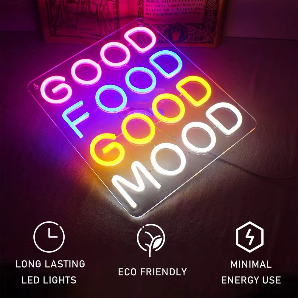 Good Food Good Mood LED  Neon Light Sign