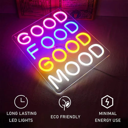 Good Food Good Mood LED  Neon Light Sign