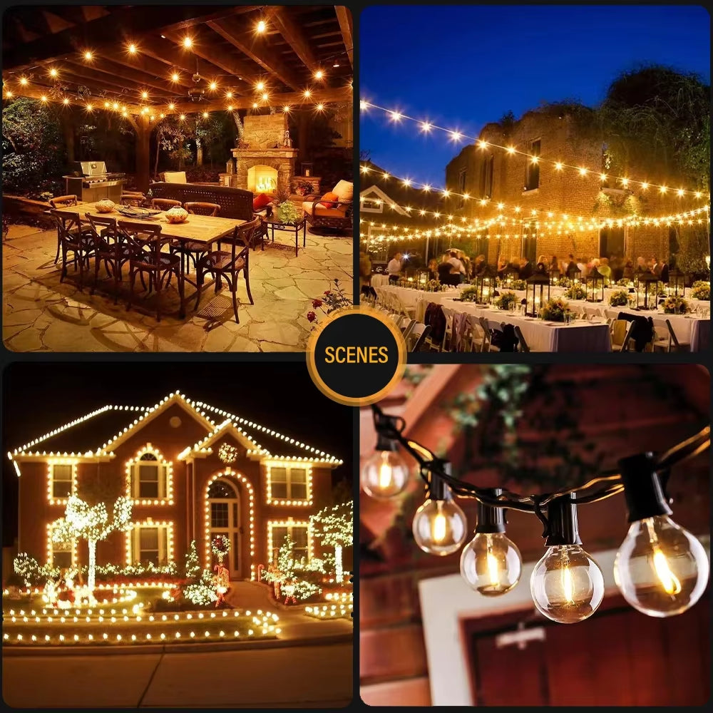 LED G40 Ball String Lights Waterproof Outdoor Garden Garland String Lights Terrace Garden Pub Christmas Party Decoration