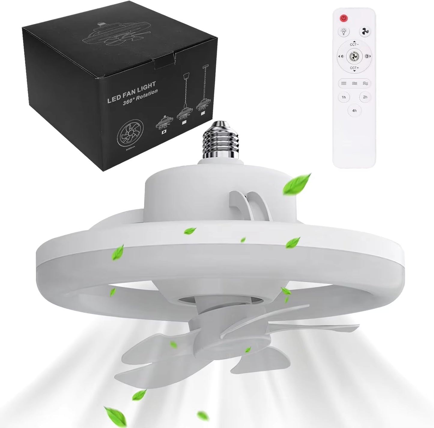 White 48W Ceiling Fan with Lights and Remote