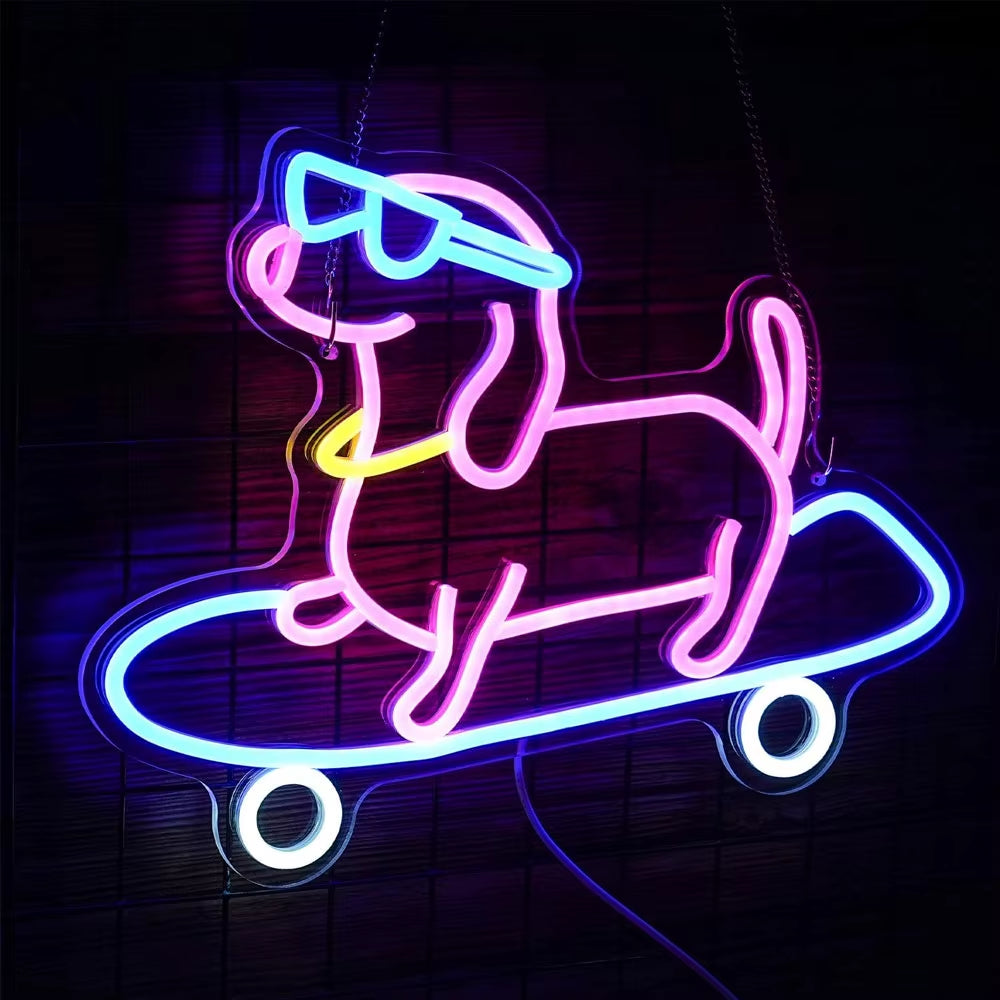 Skateboard LED Dog Neon Sign