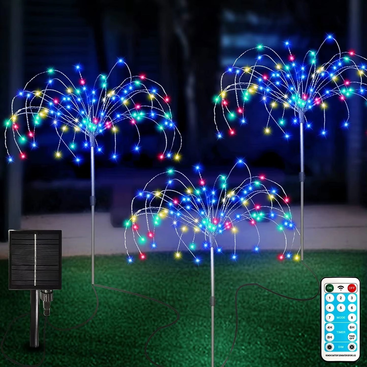 120 LED's Waterproof Remote Control Solar Firework Lights