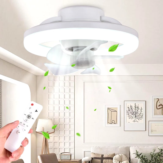 White 48W Ceiling Fan with Lights and Remote