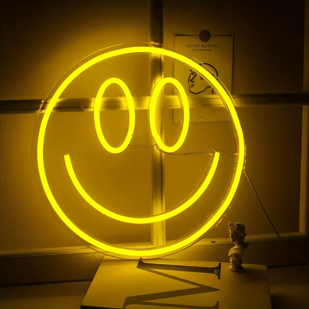  LED Neon Light Wall Decor Smile Face 