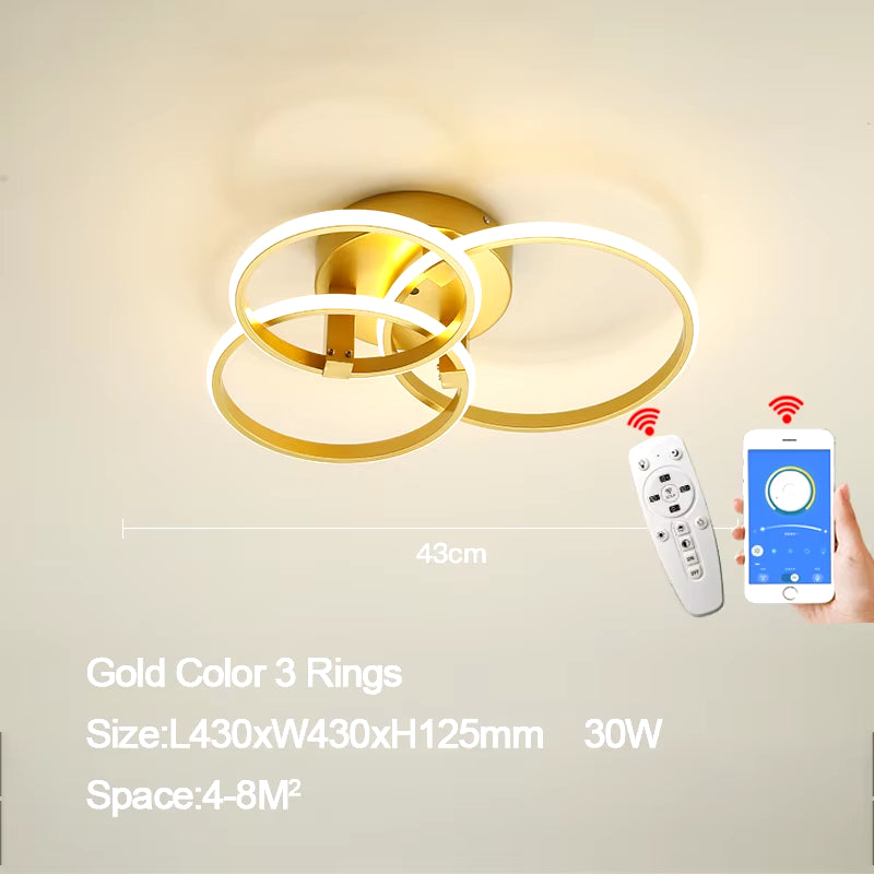 Dimming Gold Modern Led Ceiling Lights for Living Room Bedroom Led Lights for Room Indoor Lighting Led Ceiling Lamp AC90-260V