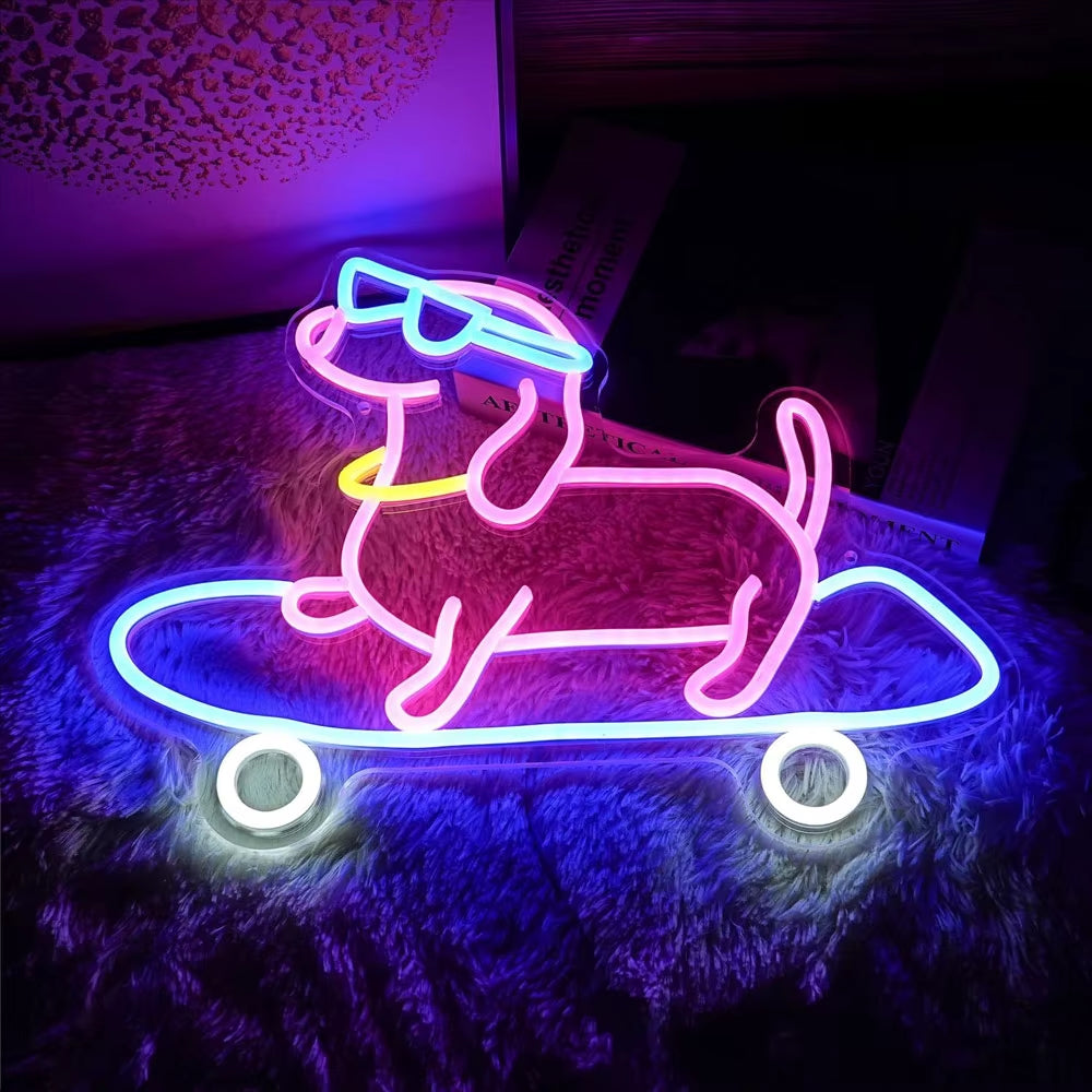 Skateboard LED Dog Neon Sign