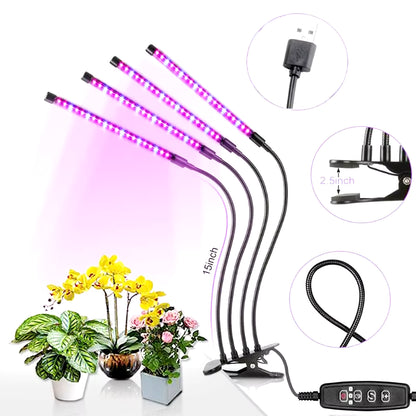 Full Spectrum LED Grow Light DC 5V USB Phyto Lamps Desktop Plant Growth Lamp for Indoor Flower VEG Seedling Succulent Fitolampy