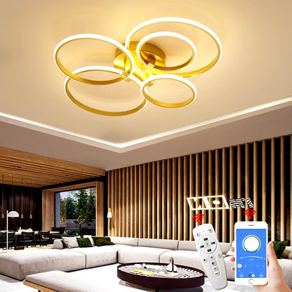 Dimming Gold Modern Led Ceiling Lights for Living Room Bedroom Led Lights for Room Indoor Lighting Led Ceiling Lamp AC90-260V