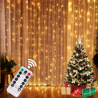 3X3M Curtain Garland on the Window USB Power Fairy Lights Festoon with Remote New Year Garland Led Lights Christmas Decor