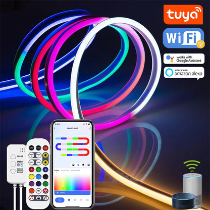 10M RGBIC TUYA LED Neon Strip Lights – Alexa & WiFi Control